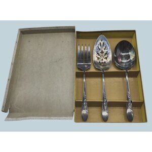 Vintage Carlton Silver-Plated Serving Set - Fork, Spoon & Server Ornate Floral